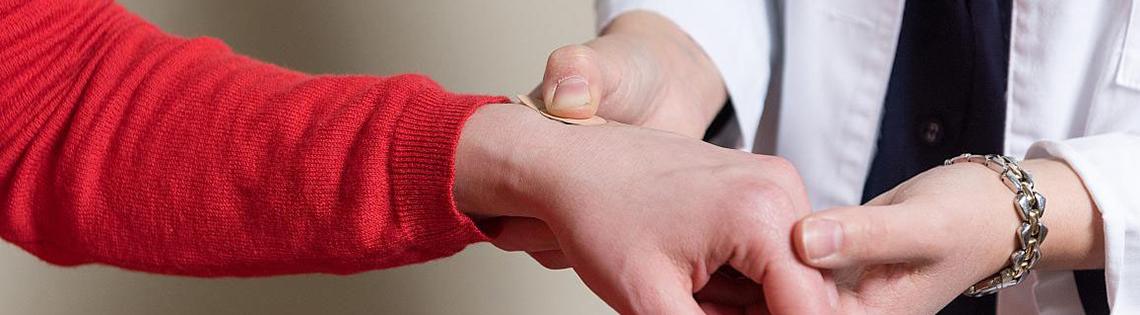 Microneedle flu vaccine patch application.