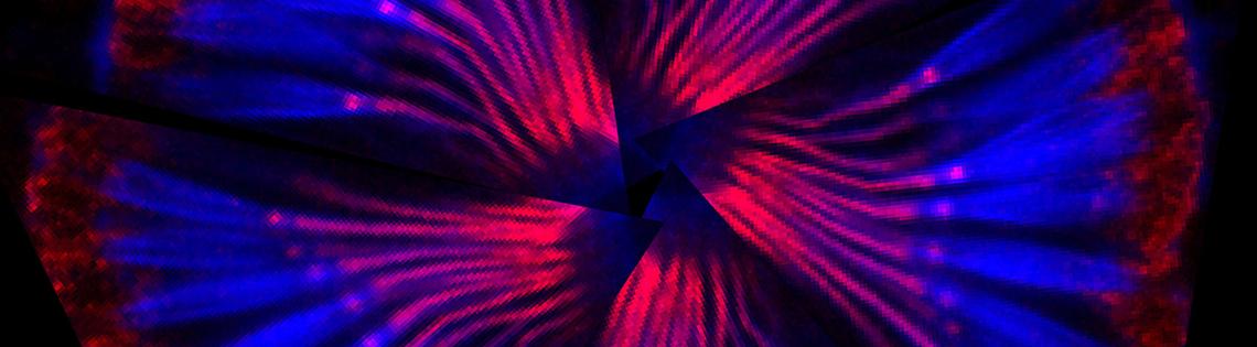 Five hearing organs arranged to look like a blue and red flower