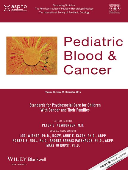Red and yellow book cover titled, "Pediatric Blood &amp; Cancer"