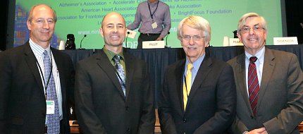 Holtzman, Corriveau, Petersen and Koroshetz stand side-by-side for group photo.