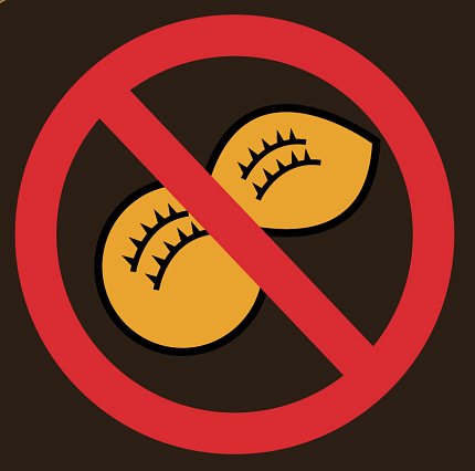 A peanut with a red bar