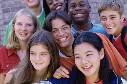 A group of smiling teens