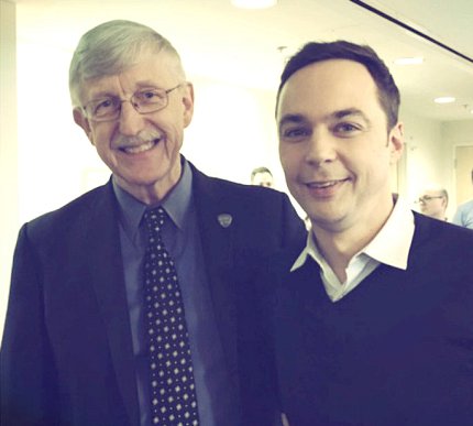 Dr. Collins and actor Jim Parsons pose together, smiling