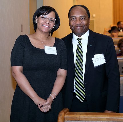 Gaillard and Rodgers pose together at exhibit.