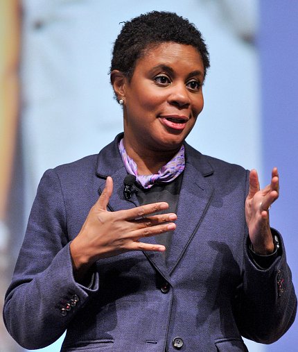 Dr. Alondra Nelson extends her hands
