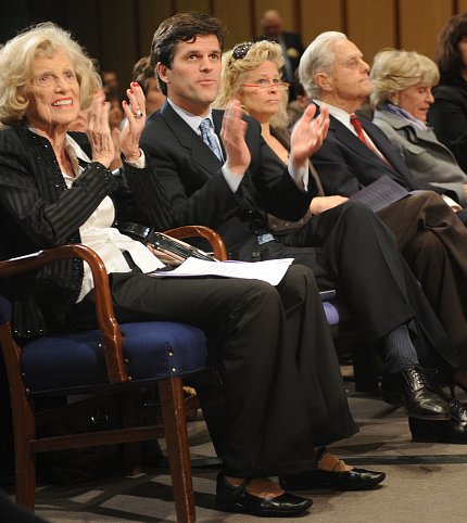 At 2008 event, Eunice Kennedy Shriver sits with her son, daughter-in-law, husband and sister Jean in Natcher auditorium