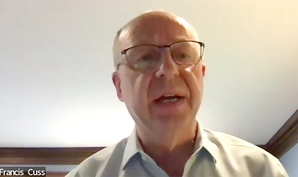 Dr. Cuss speaks on video.