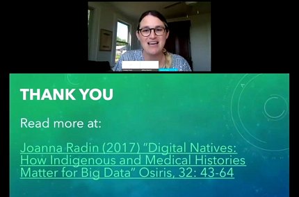 Radin speaks during a videocast lecture