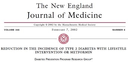 screenshot of Diabetes Prevention Program results published in NEJM in 2002