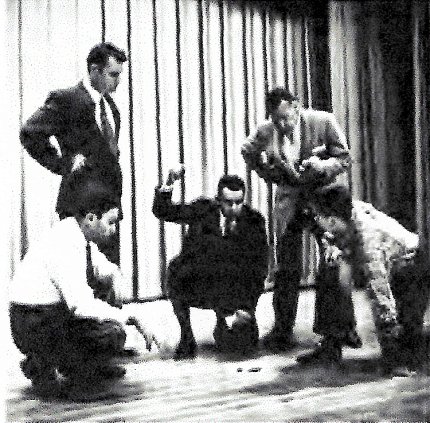 Eden on stage in employee play