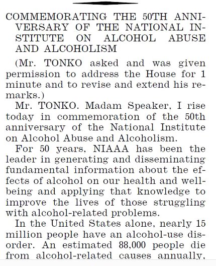 Image of text from Congressional Record