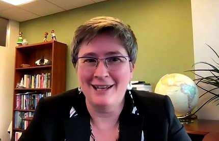 Rutter speaks from her office