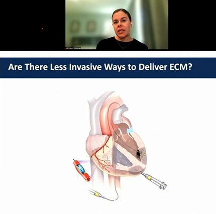 A drawing of a human heart with a syringe sticking into the muscle
