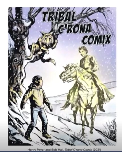 Boy speaks to ghost on horseback and coyote in tree.