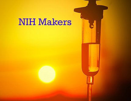 Image of a setting sun next to an intravenous drip