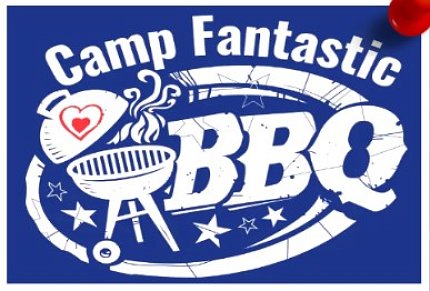 graphic featuring illustration of a barbecue grill with camp heart logo on the grill hood