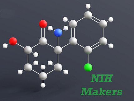 Small balls at corners of two hexagons - esketamine molecule 