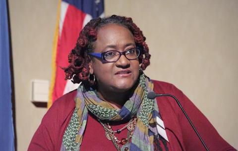 Dr. Psyche Williams-Forson speaks at podium