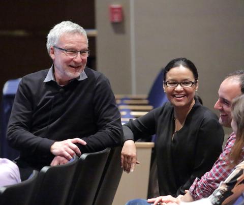 Dr. Basbaum chats with audience members.