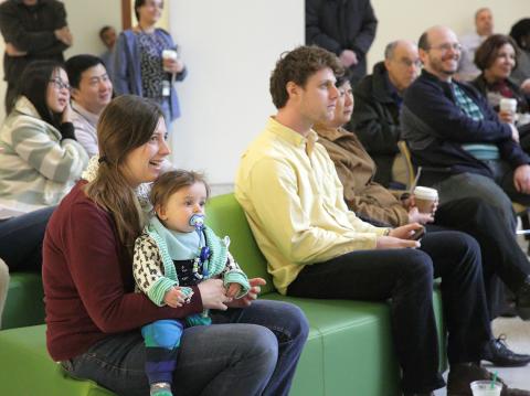Audience members listening to jazz