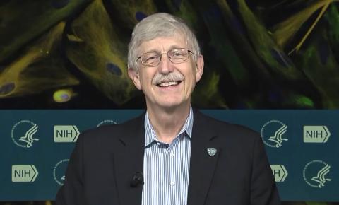 A smiling Dr. Collins sits in studio