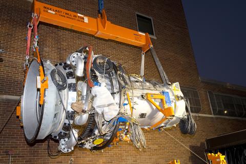 New engine being lowered into place