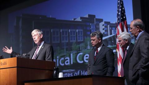 Dr. Collins speaks to the crowd.