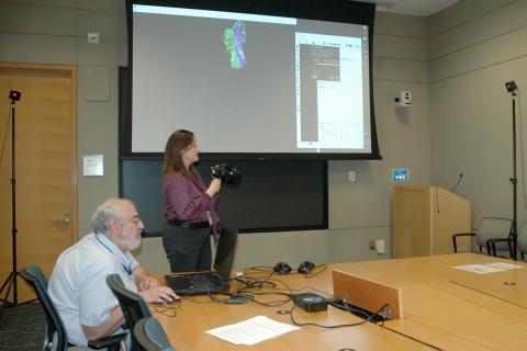 Two doctors set up VR model.