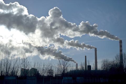 smoke stacks in skyline