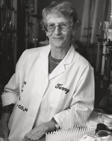 Dr. Thressa “Terry” Stadtman in her lab in the 1970s