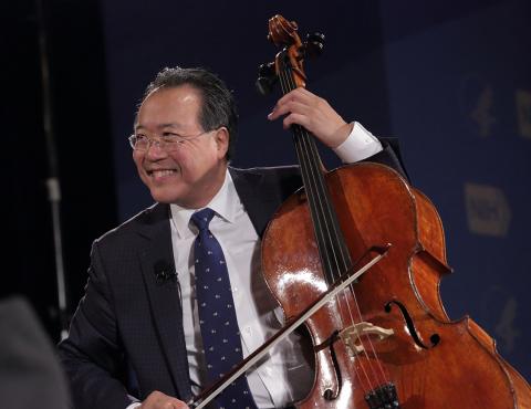 Cellist Yo-Yo Ma plays the cello