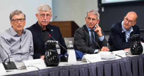 Bill Gates with Drs. Collins, Glass and Fauci