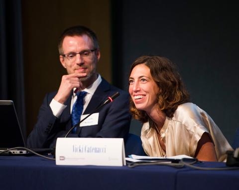 Catenacci responds to a question while Scheer looks on