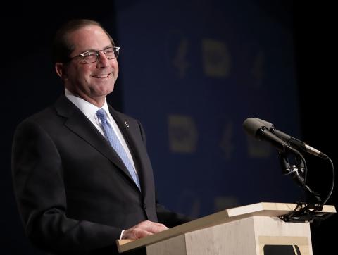 Alex Azar at the podium