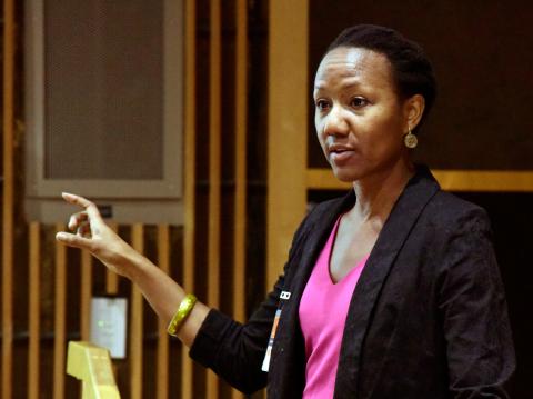 Dr. Sherilynn Black speaks at the podium.