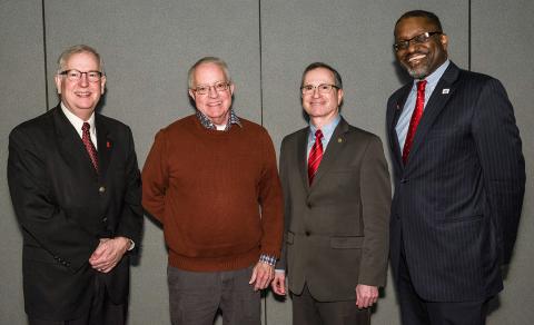 Gibbons poses with doctors from Framingham Heart Study