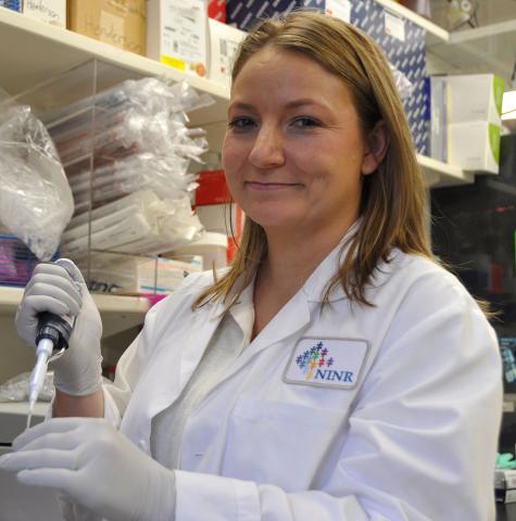 Dr. Jessica Gill conducts test in the lab