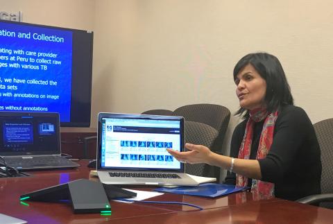 Dr. Maria Brunette presents her team’s TB diagnostic tool.