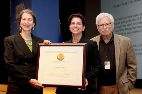 Ghedin, Segre and Sher with plaque