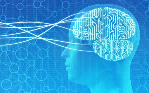 Profile of a person's head with brain waves protruding out from the brain