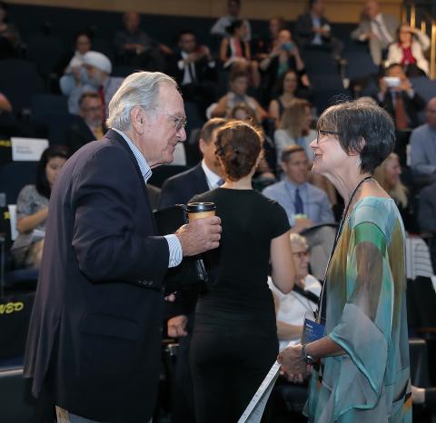 Langevin and Sen. Harkin speak with each other