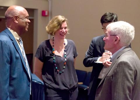 Johnson and Gottesman chat with Mazzucato.