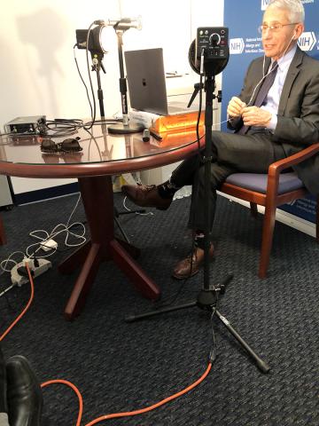 Dr. Fauci tapes a podcast.