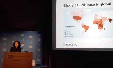 Dr. Barabino speaks on stage.