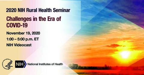 Rural health seminar poster shows setting sun.