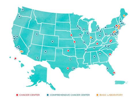 A US map of every NCI-designated cancer center.
