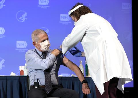 Dr. Fauci gets vaccine.