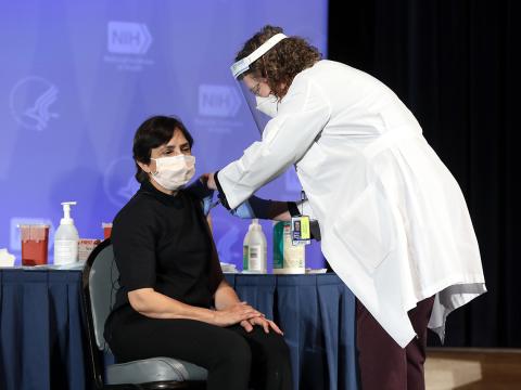 Dr. Giri gets vaccine.
