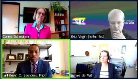 4 individuals--Connie Schmaljohn, Skip Virgin, Kevin Saunders and Emmie de Witt--shown onscreen in grid