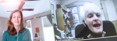 A screen shot shows McGowan and Schmitz speaking on video